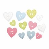 DROBNI ART.ZA USTVARJANJE RAYHER LESENI GUMBI SRCA 1.5-2.5CM, SET 24