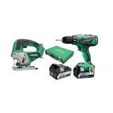 AKUMULATORSKI VRTALNIK VIJAČNIK HITACHI DS18DBEL-WJ + AKUMULATORSKA VBODNA ŽAGA HITACHI CJ18DGL