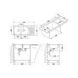 NERJAVNO POMIVALNO KORITO ALVEUS ELEGANT 70, LEINEN 1110X510 MM