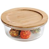 POSODA ZA SHRANJEVANJE KESPER 13 CM STEKLENA Z BAMBUS POKROVOM