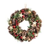 VRATNI RDEČE ZLAT ZASNEŽEN VENEC FI 34 CM