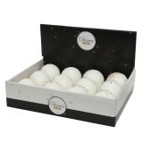 BUNKA ZA NOVOLETNO JELKO BELE BARVE S POSIPOM, FI 80 MM