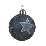 STEKLENA BUNKA V MODRI BARVI Z ZVEZDICAMI, PREMER 80 MM