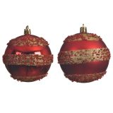 BUNKA IZ UMETNE MASE FI 8 CM RDEČA Z DEKORJEM