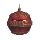 BUNKA IZ UMETNE MASE FI 8 CM RDEČA Z DEKORJEM