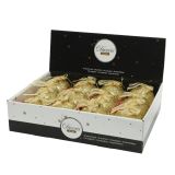 BUNKA IZ UMETNE MASE RDEČE BARVE Z DEKORJEM IN PENTLJO, PREMER 80 MM