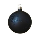 STEKLENA BUNKA FI 8 CM TEMNO MODRA Z DEKORJEM