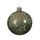 STEKLENA BUNKA FI 8 CM ZELENA VEJICA 6/1