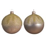 STEKLENE BUNKE V ROZA BARVI S POSIPOM, 6 KOSOV, PREMER 80 MM