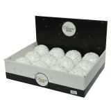 BUNKA ZA NOVOLETNO JELKO BELE BARVE Z BLEŠČICAMI, FI 80 MM