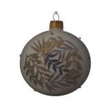 BELE STEKLENE BUNKE Z MOTIVOM LISTJA, PREMER 80 MM