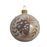 BELE STEKLENE BUNKE Z MOTIVOM LISTJA, PREMER 80 MM