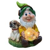 FIGURA, OKRASNA PALČEK SEDI S KUŽKOM VIŠ.22 CM