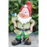 FIGURA, OKRASNA PALČEK Z LOPATKO IN PTIČKOM VIŠ 37 CM