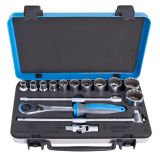 GARNITURA 12-KOTNIH NASADNIH KLJUČEV 1/2" UNIOR V KOVINSKI KASETI 10 - 32 MM/15-DELNA ART. 190BI12P15 (627205)