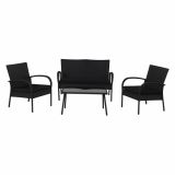 GARNITURA UMETNI RATAN MQ VIENNA 4-DELNA, ČRNE BLAZINE