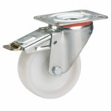 GIBLJIVO KOLO Z ZAVORO DÖRNER + HELMER 100X35MM PLOŠČA 100X85MM POLIAMID, BEL