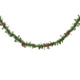 GIRLANDA DECORIS ZELENA, FI 10 CM, 270 CM Z LISTI IN JAGODAMI