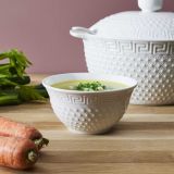 GLOBOKI KROŽNIK HOME DECO 12 CM RELIEFNA BELA ORGIN COLLECTION PORCELAN