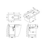 GRANITAL POMIVALNO KORITO ALVEUS FALCON 30, G91 CARBON 780X435 MM