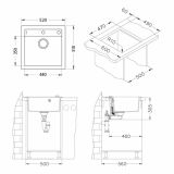 GRANITAL POMIVALNO KORITO ALVEUS FORMIC 20, G05M TWILIGHT 520X510 MM