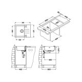 GRANITAL POMIVALNO KORITO ALVEUS ROCK 30, G81 CONCRETE 595X475 MM