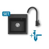 GRANITAL POMIVALNO KORITO ALVEUS SET GEMINI10 + JANA BLACK G91 CARBON 500X500