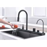 GRANITAL POMIVALNO KORITO INTER CERAMIC SMART IN PIPA ČRNA