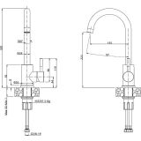 GRANITAL POMIVALNO KORITO QUADRON BEN 116 + KATE ČRN SET Z ARMATURO
