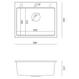 GRANITAL POMIVALNO KORITO QUADRON KURT 110 + MAGGIE ČRN SET Z ARMATURO