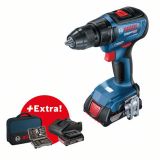 AKUMULATORSKI VRTALNIK BOSCH PROFESSIONAL GSR 18V-50 + 43-DELNI SET PRIBORA2X 18V 2AH; TORBA