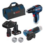 AKUMULATORSKI SET BOSCH PROFESSIONAL GWS 12V-76 + GSR 12V-30
