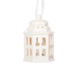 OKRASEK ZA JELKO GLOSSTYLE HIŠICA 11 CM BELE BARVE Z LED LUČKO