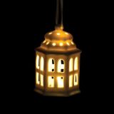 OKRASEK ZA JELKO GLOSSTYLE HIŠICA 11 CM BELE BARVE Z LED LUČKO