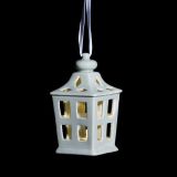 OKRASEK ZA JELKO GLOSSTYLE HIŠICA 11 CM SIVE BARVE Z LED LUČKO