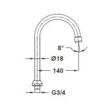 IZLIVNA CEV ZA ARMATURO UNITAS FI 18/140 MM "J"