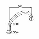 IZLIVNA CEV ZA ARMATURO UNITAS FI 18/145 MM "HU"