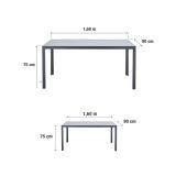 JEDILNA MIZA LYRA II FIX ALU STEKLO 160X90 ANTRACIT