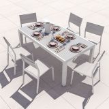 JEDILNA MIZA LYRA II UP&DOWN ALU STEKLO 90/160X90 BELA