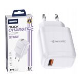 JELLICO ADAPTER A77 HIŠNI POLNILEC 3.0A QUICK CHARGE 22,5 W VHOD USB A - ORIGINAL (EU BLISTER) - BEL