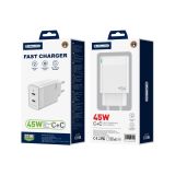 JELLICO ADAPTER C106 HIŠNI POLNILEC GAN QC / PD 45W VHOD 2X TYPE C - ORIGINAL (EU BLISTER) - BEL