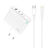 JELLICO ADAPTER HIŠNI POLNILEC 220V GUN QC 100W VHOD 1X USB A (22,5W) IN 2X TYPE C (1X 65W + 1X 35W)