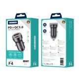 JELLICO AVTOPOLNILEC F4 3.0A 20W TYPE C  / USB A S KABLOM 1M LIGHTNING - ČRN