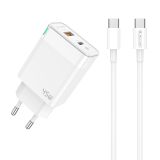 JELLICO C107 HIŠNI POLNILEC GAN QC / PD 45W VHOD USB A IN TYPE C S KABLOM TYPE C - ORIGINAL (EU BLISTER) - BEL