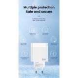 JELLICO HIŠNI ADAPTER C79 220V GUN QUICK CHARGE PD 65W VHOD 1X USB A IN 2X TYPE C - BEL