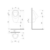 PISOAR CERSANIT APOLLO 34X29.5 CM PRITOK ZGORAJ