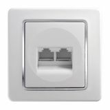 KOMUNIKACIJSKA VTIČNICA EKONOMIK CAT5E KS DVOJNA RJ45 8/8 BELI DUROPLAST