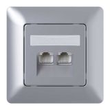 KOMUNIKACIJSKA VTIČNICA MIKRO RAČUNALNIŠKA 2XRJ45 CAT5E SREBRNA, LS PRIKLJUČITEV