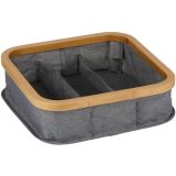 KOŠARA ZA SHRANJEVANJE ALPINA BAMBUS/TEKSTIL 3 PREDELNA 30X30X9CM