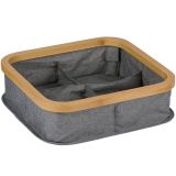 KOŠARA ZA SHRANJEVANJE ALPINA BAMBUS/TEKSTIL 4 PREDELNA 30X30X9CM